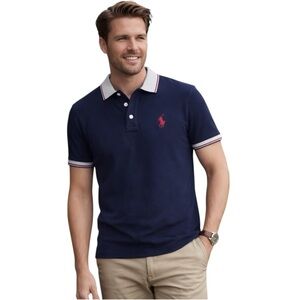 Polo Ralph Lauren Custom Slim Fit Navy Polo Shirt Men’s Large Red Pony Classic